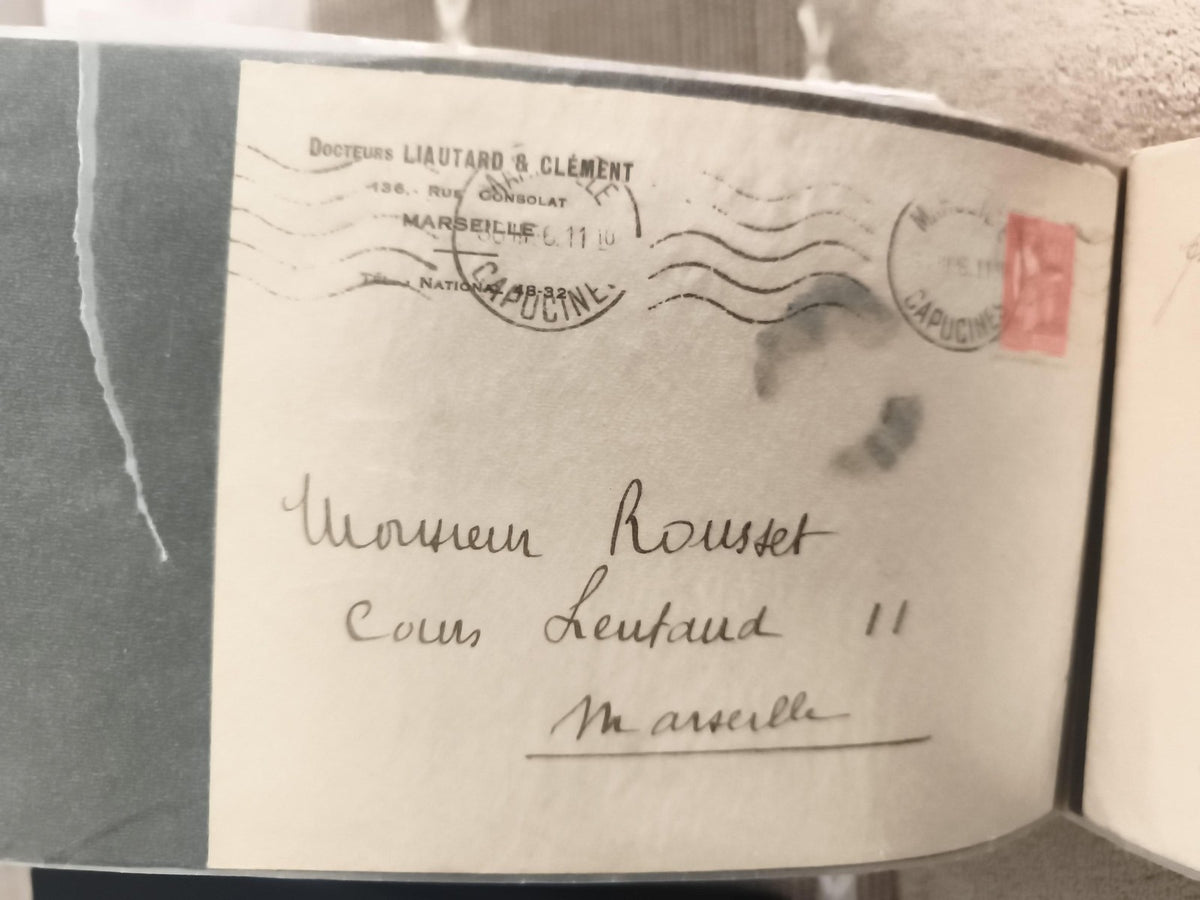 Lettre ancienne oblitérée Marseille Capucines timbre rouge philatélie France