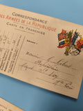 Ancienne carte postale militaire Armées de la République drapeaux alliés vintage