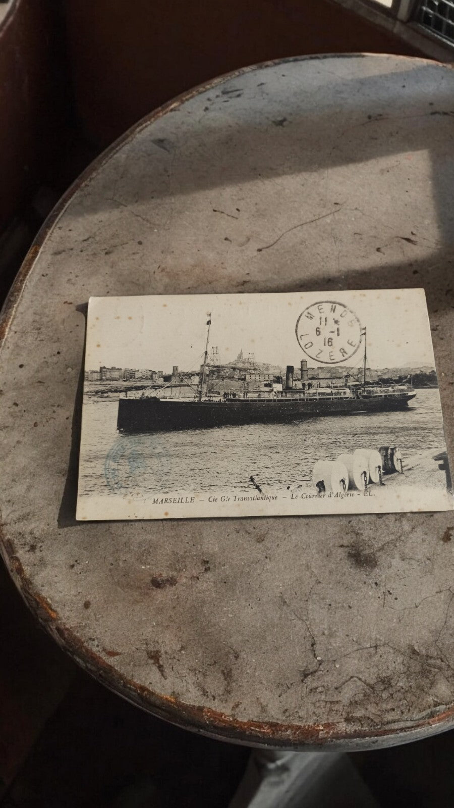 Carte postale ancienne Marseille Compagnie Transatlantique navire Le Courrier d’