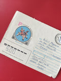 Enveloppe philatélie Russie illustration jouet, affranchissement, écriture manus