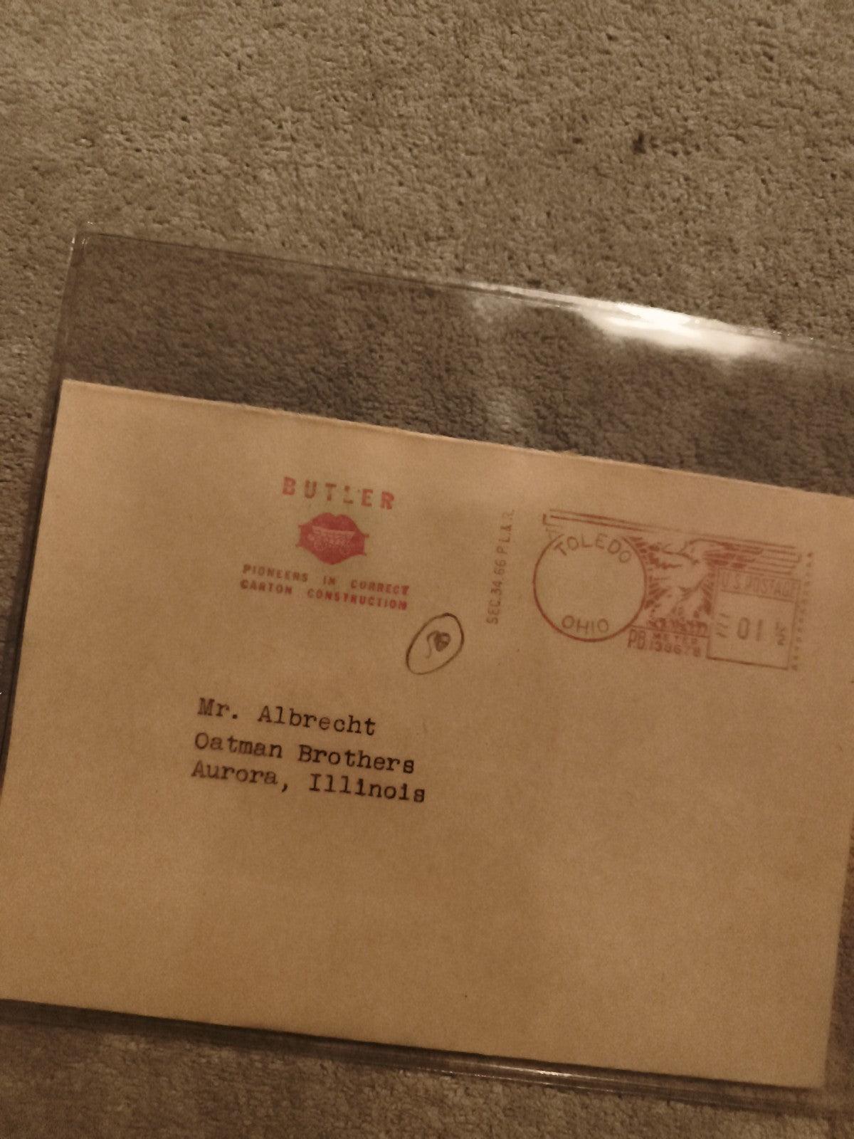 Lettre ancienne Butler Toledo Ohio, cachet postal USA, philatélie (Ref 1)