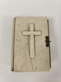 Ancien missel paroissien romain XIXe reliure os croix relief vintage