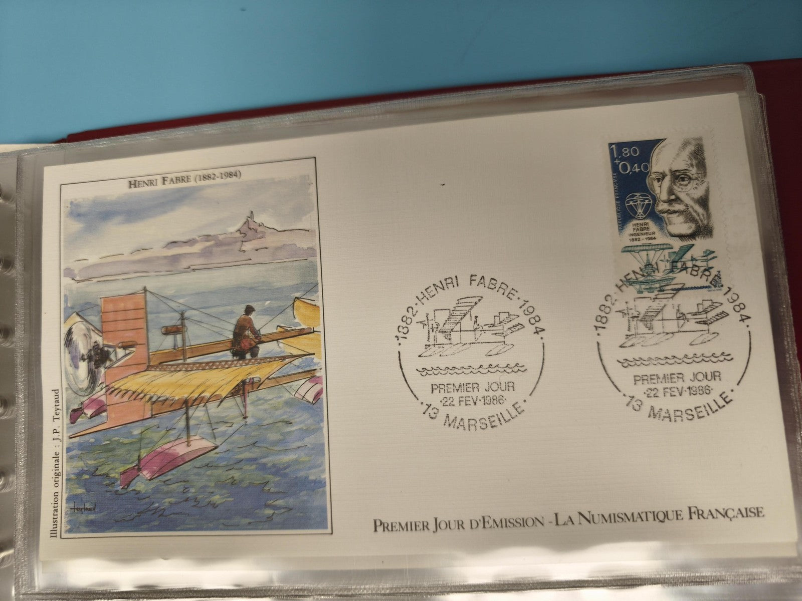 Enveloppe premier jour FDC Henri Fabre Marseille 1986 timbre aviation