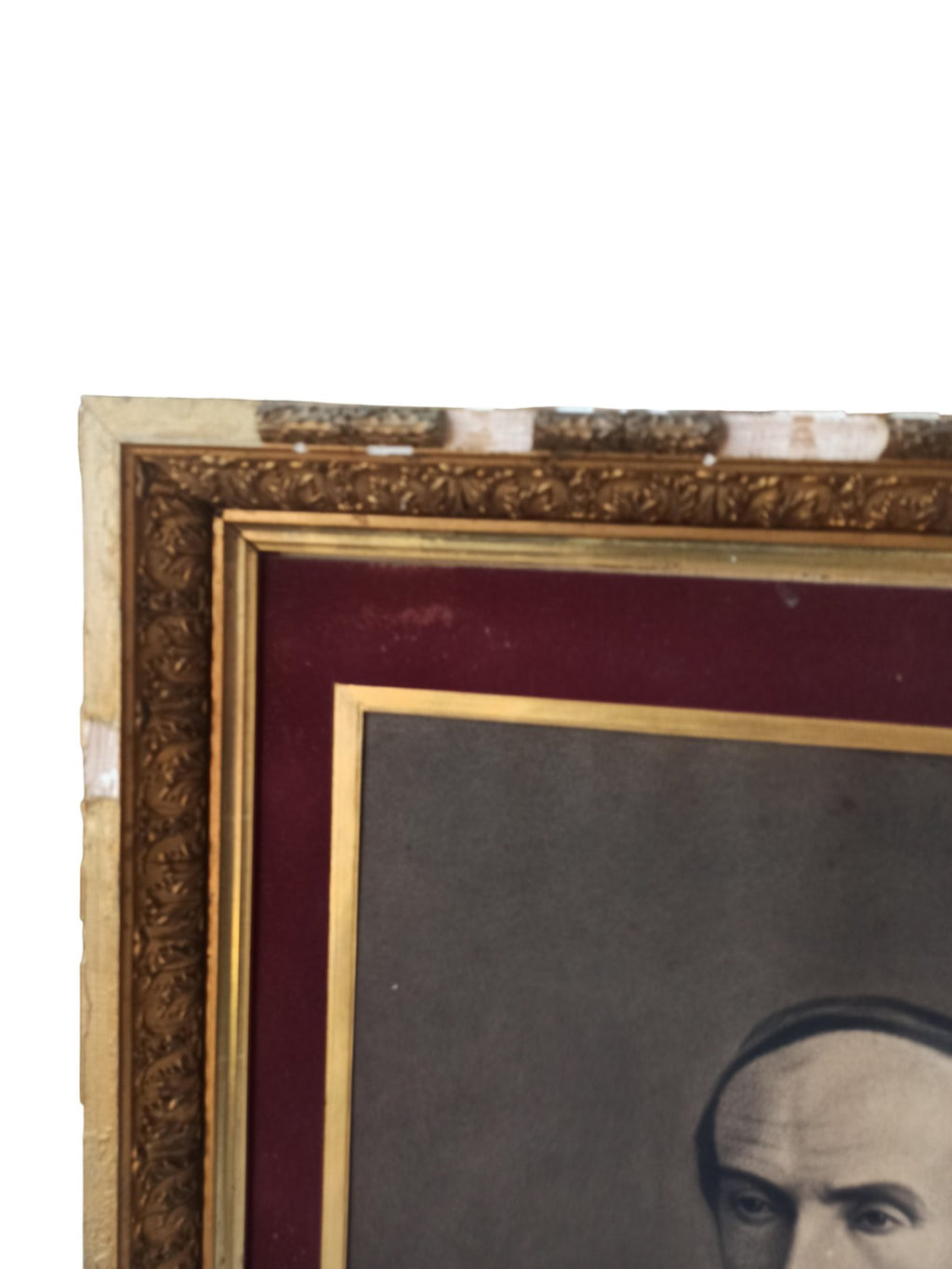 Portrait ancien fusain signé A. Castagné 1889 encadré, dessin XIXe, tableau vint