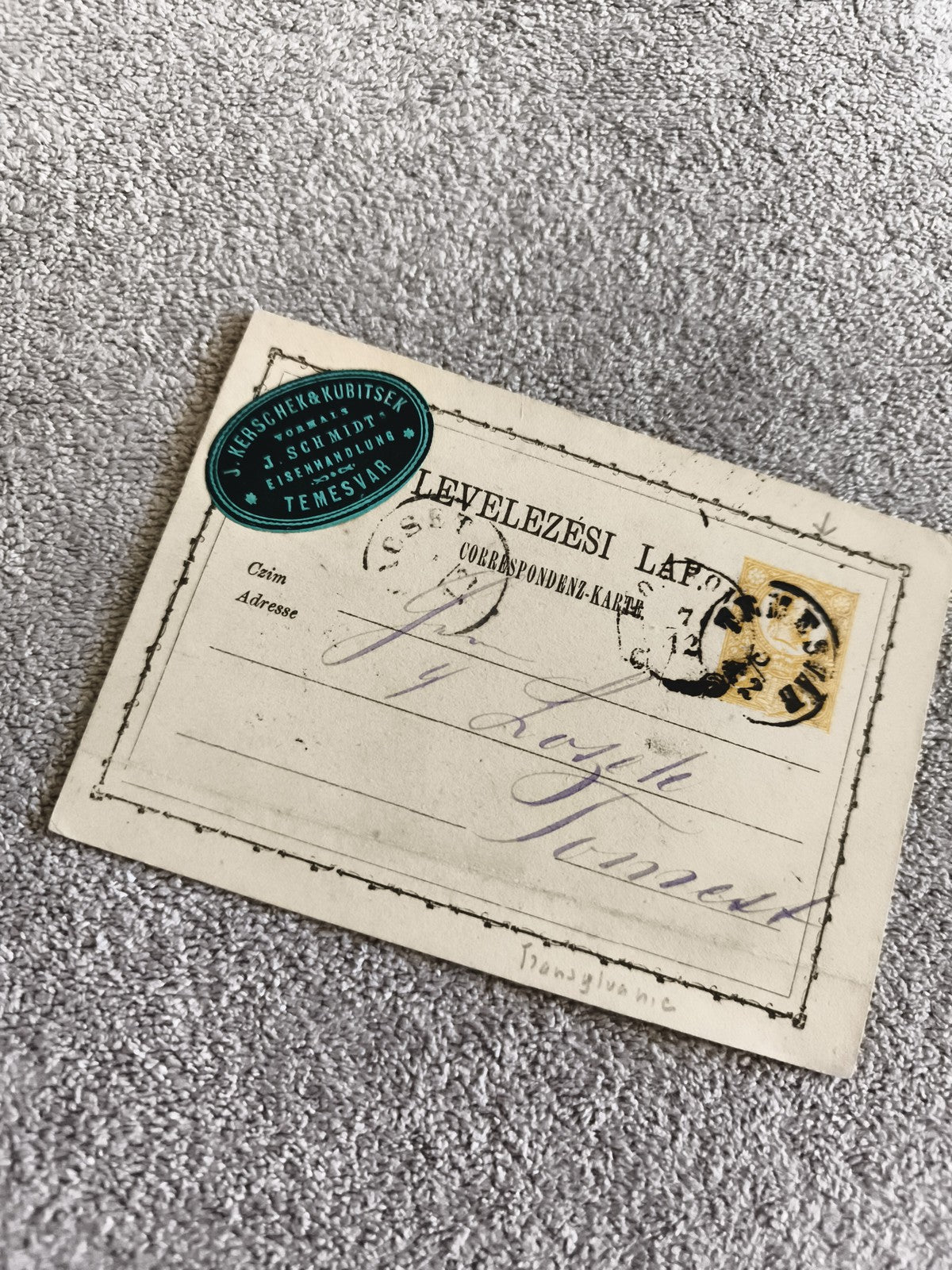 Carte postale hongroise timbrée Temesvár Transylvanie philatélie