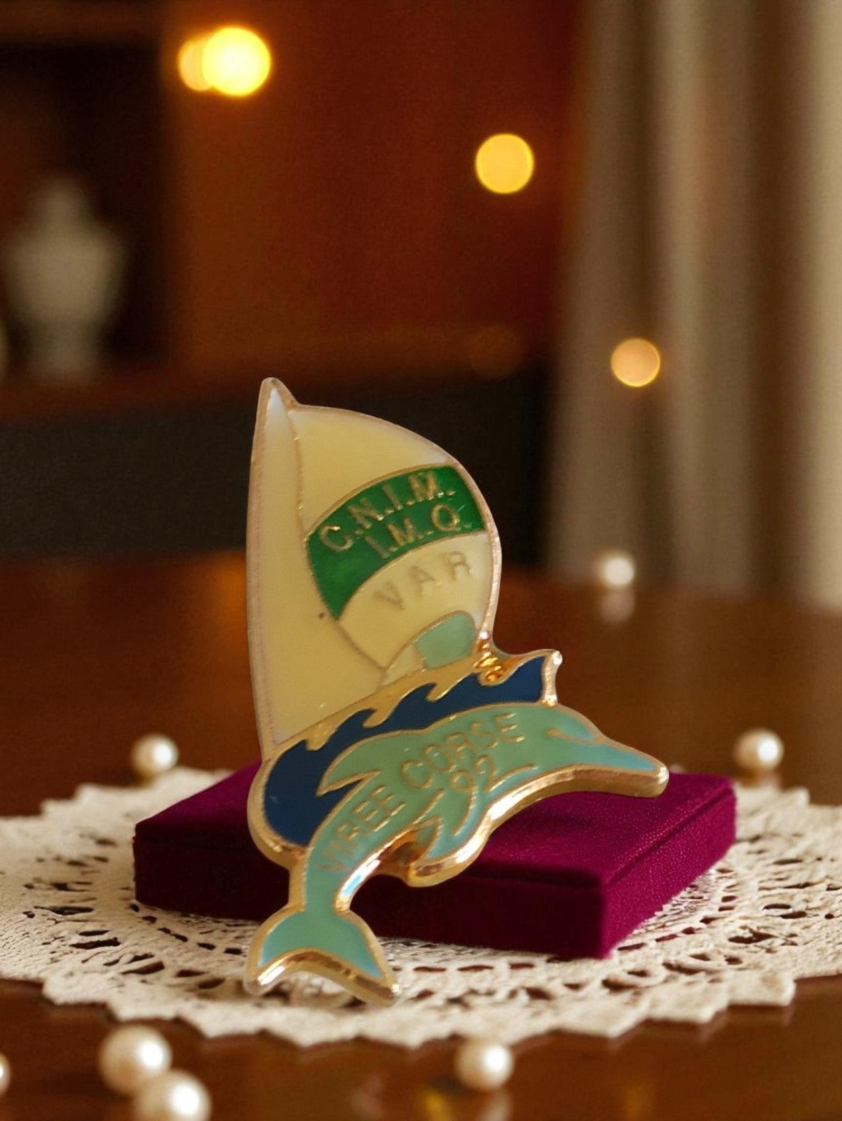 Pin's vintage CNIM VAR 1992 dauphin voile édition limitée publicité