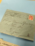 Ancienne enveloppe oblitérée Lyon début XXe, timbre rouge, philatélie