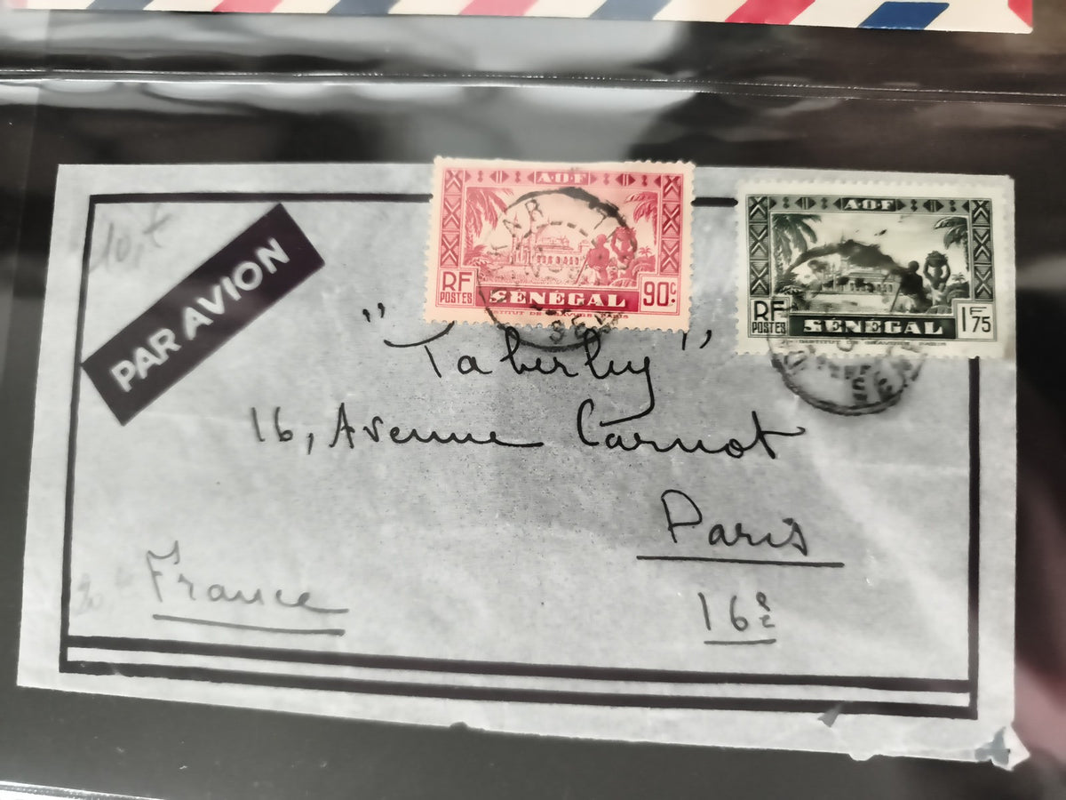Lettre ancienne Sénégal AOF affranchie timbres 90c 1f75 Paris Par Avion vintage
