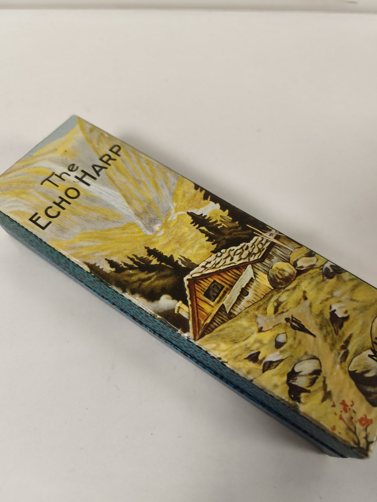 Ancien harmonica Echo avec boîte d'origine, gravé, collection vintage