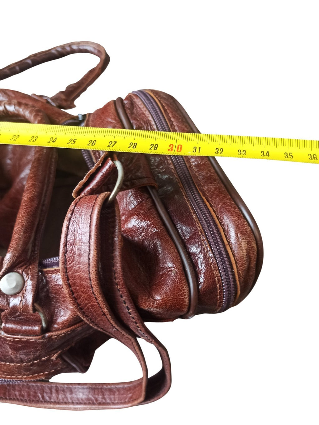Sac à main vintage cuir marron, grand format, ancien modèle élégant rare