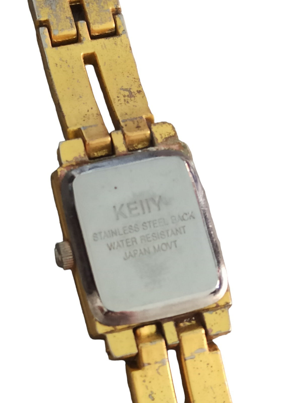 Montre vintage KEIIY femme quartz dorée, bracelet rectangulaire Japan Movt