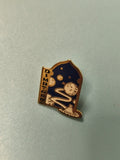 Vintage pin's espace OVNI bleu doré, motif planètes, collection rétro