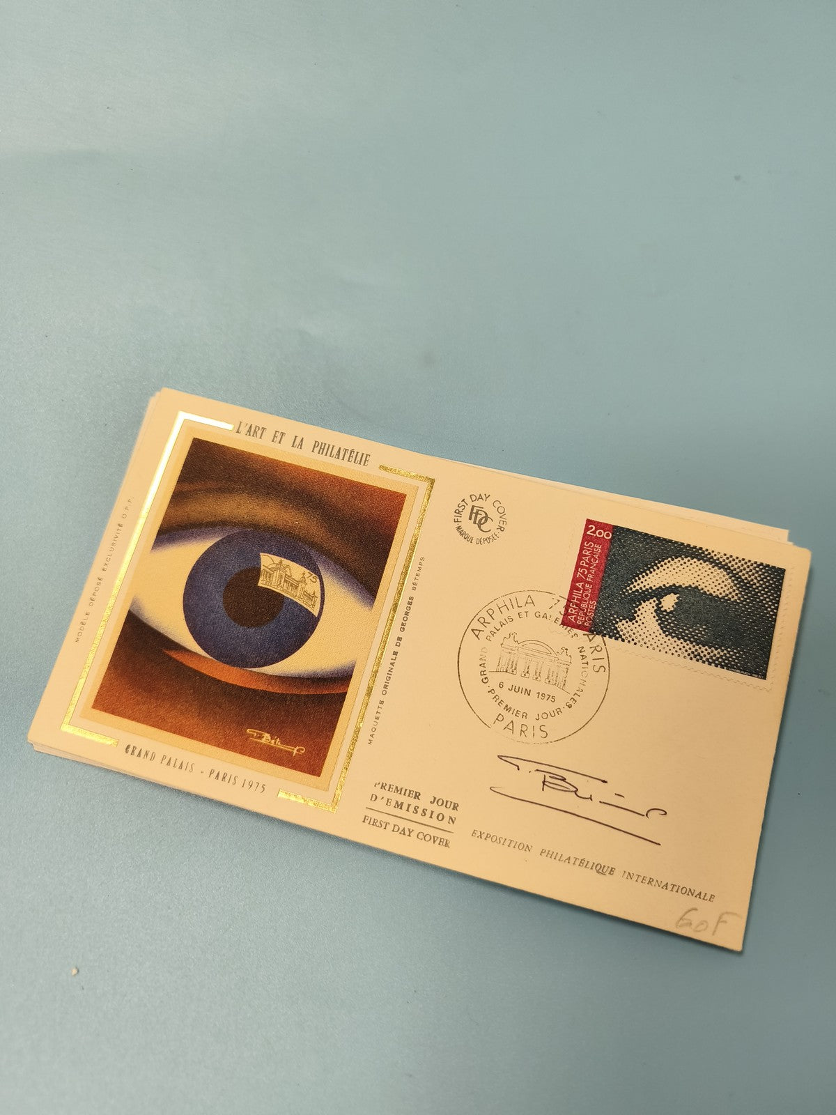 Ancienne enveloppe philatélie ARPHILA 1975 Grand Palais Paris ?il illustré