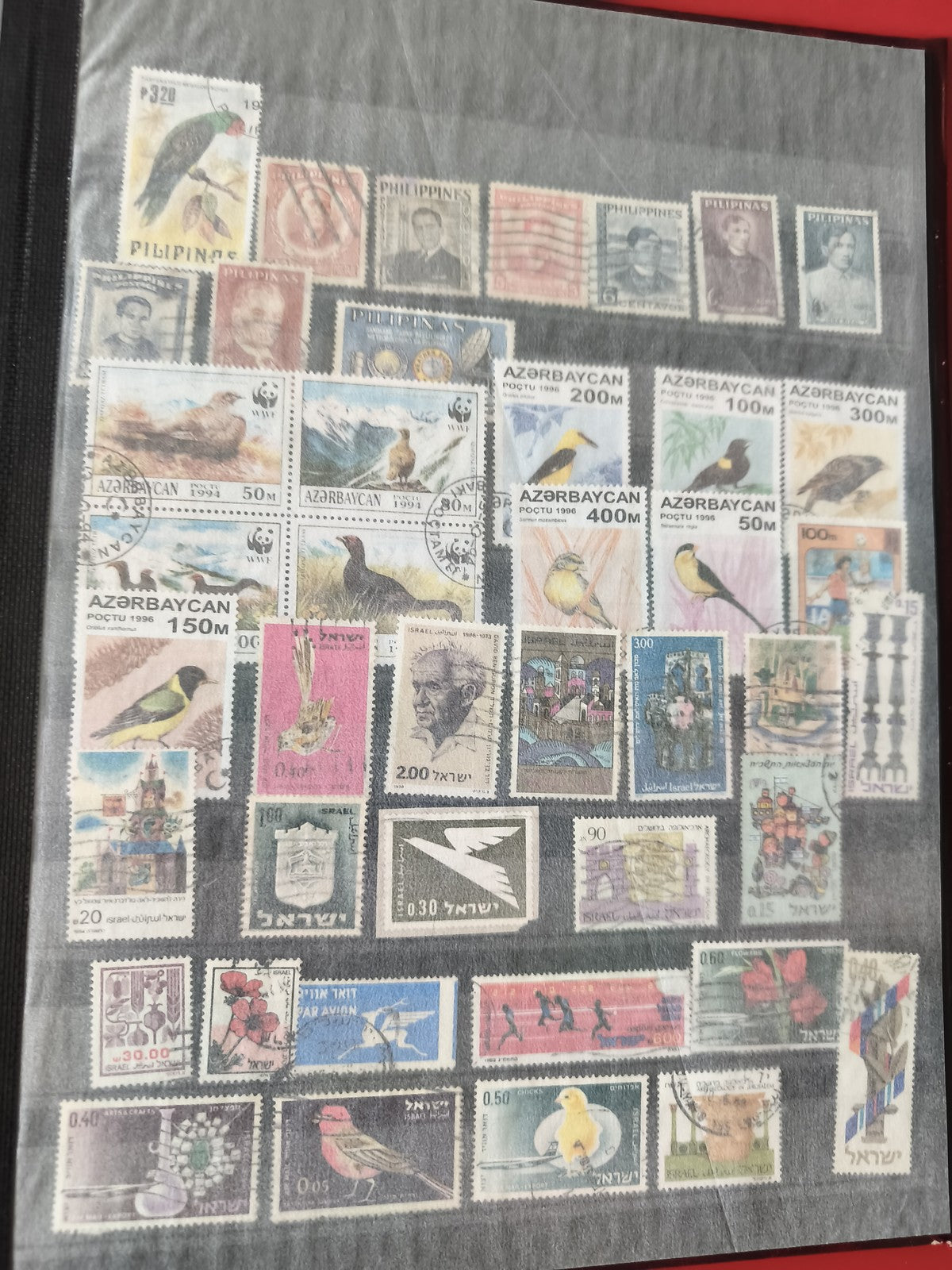 Lot timbres divers internationaux oiseaux paysages thématiques usagés