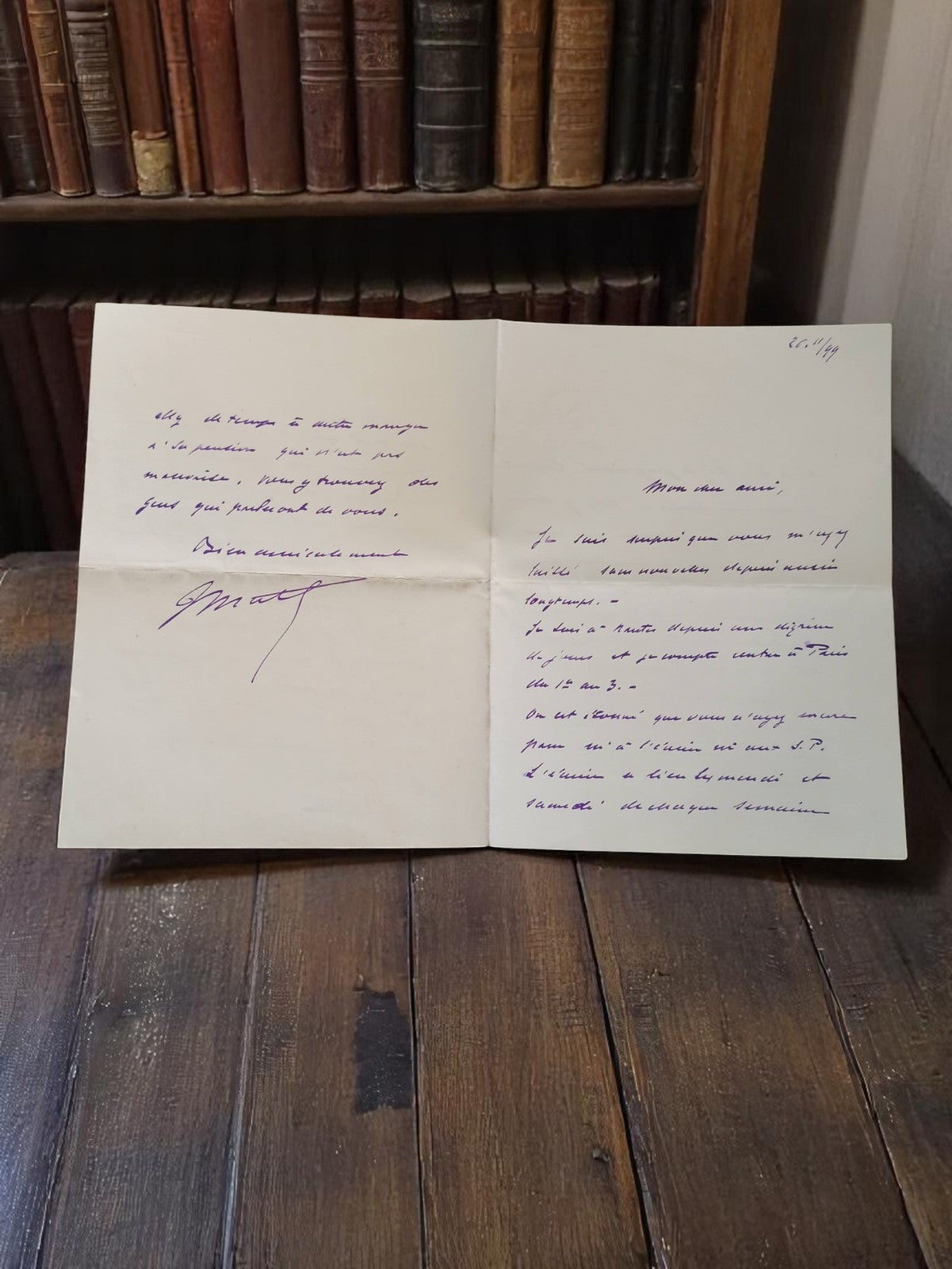 Lettre manuscrite 1899 signée Maurice, retour de Nice, rendez-vous Paris