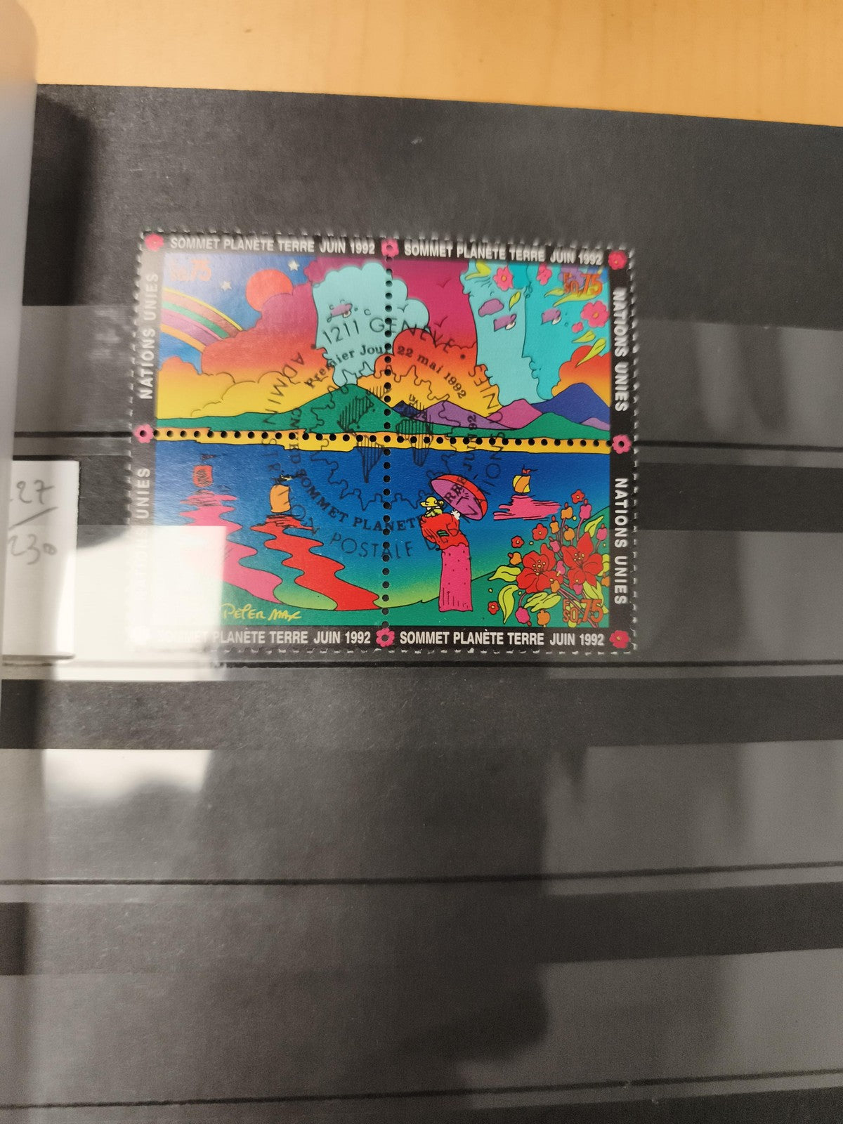 Timbres Nations Unies Sommet Planète Terre 1992 lot x2 oblitérés colorés philaté