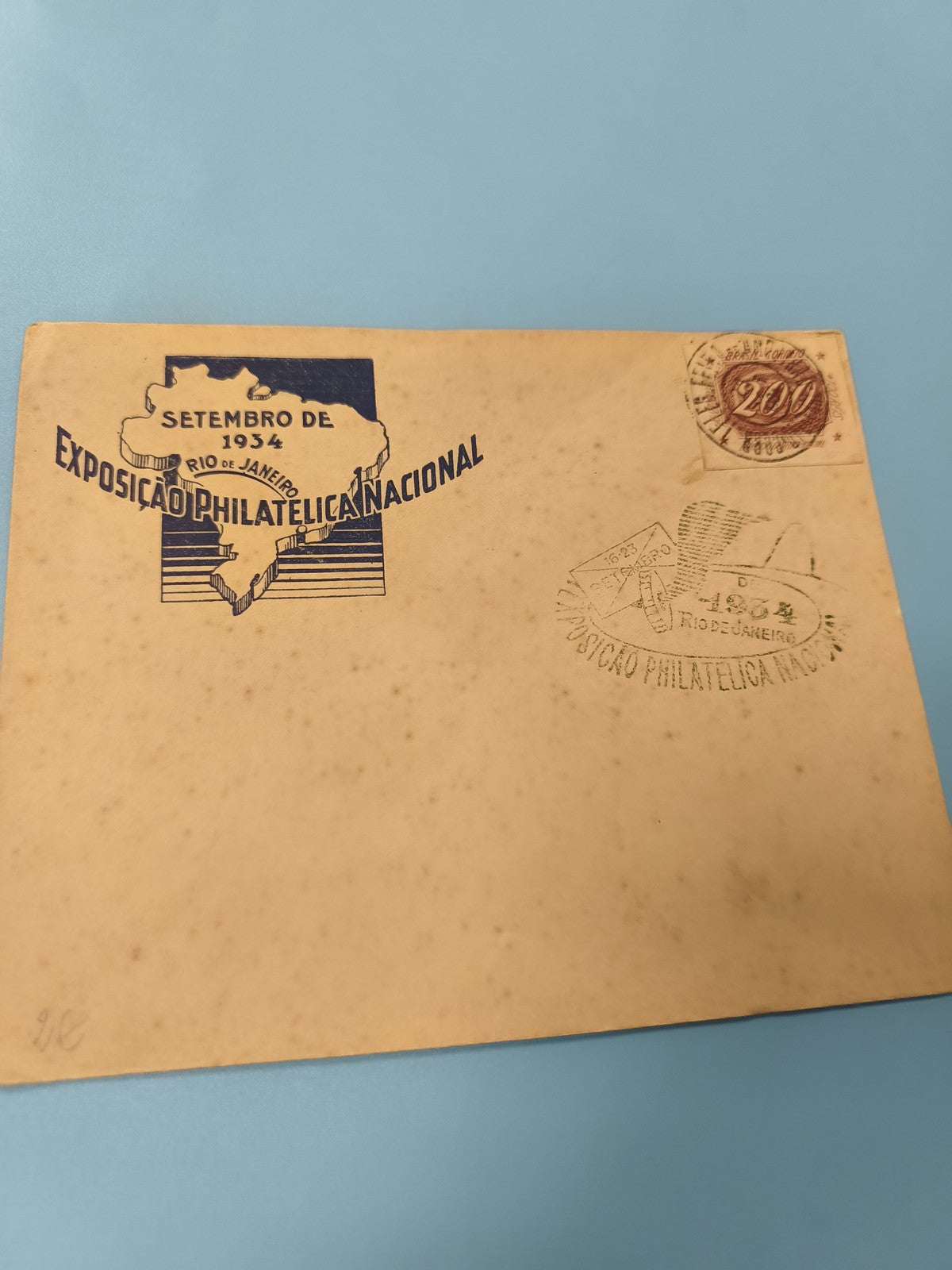 Ancienne enveloppe Exposition Philatélique 1934 Rio timbre oblitéré collection