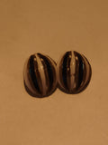 Paire boucles d’oreilles vintage rayures noir blanc bombées rétro