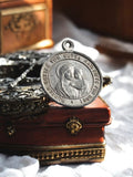Médaille religieuse catholique vintage métal, Vierge à l'Enfant, inscription all