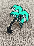 Pin's vintage palmier émaillé vert noir, badge rétro tropical (Ref 4)