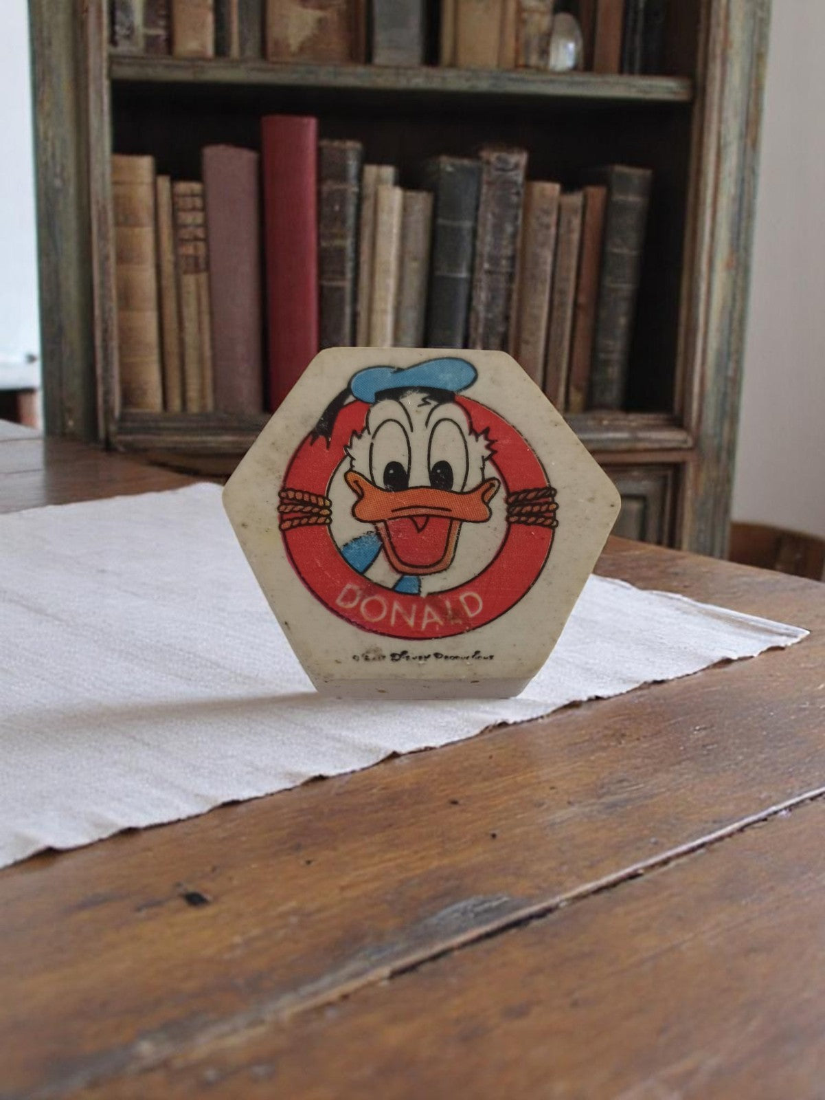 Gomme vintage Donald Duck années 50/60 caoutchouc naturel hexagonale Disney
