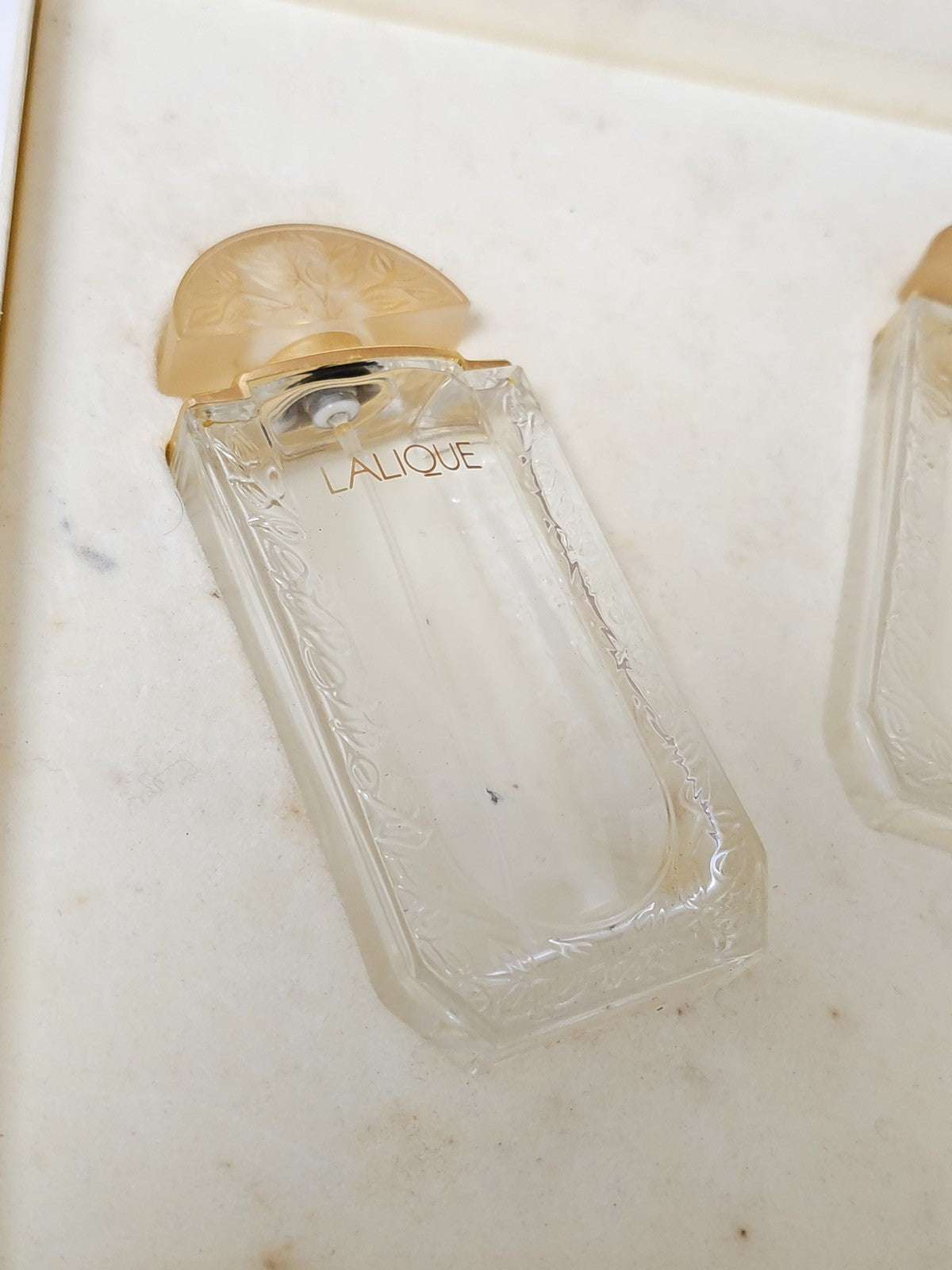 Coffret vintage vide Lalique pour parfums, rare ancien flacon collection rétro