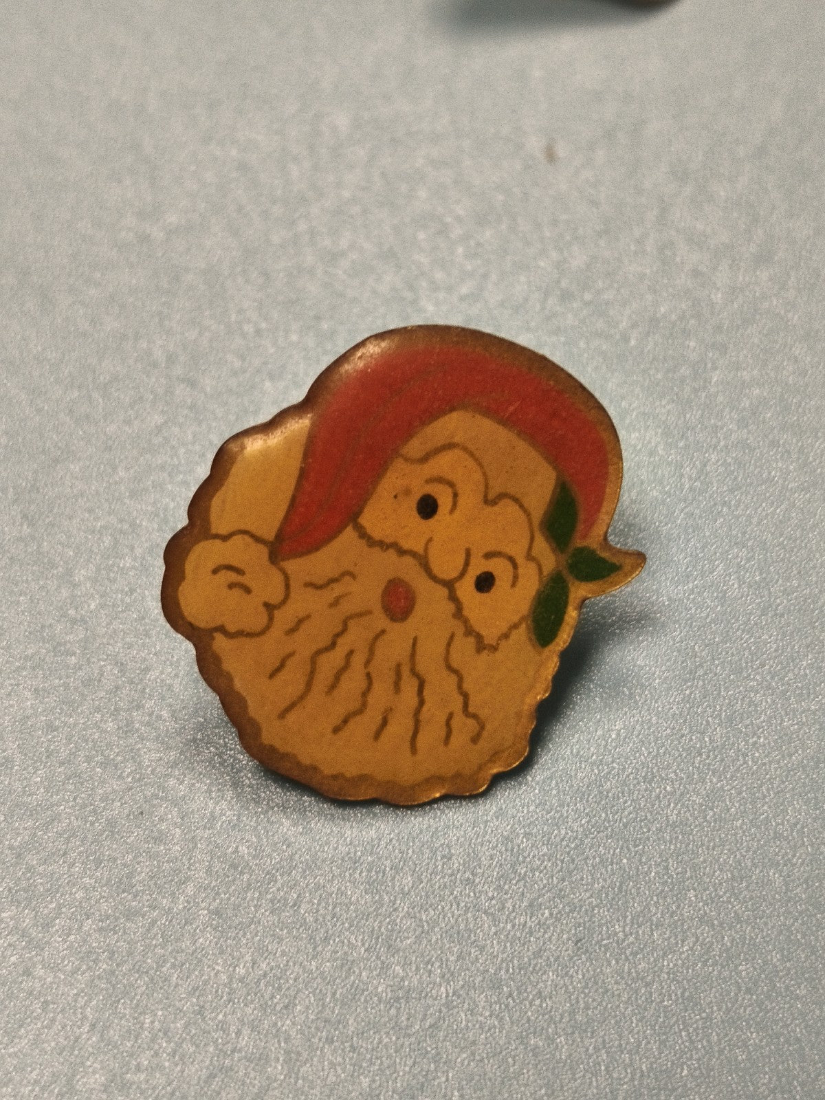 Vintage pin's Noël tête de Père Noël, ancien badge collection rétro