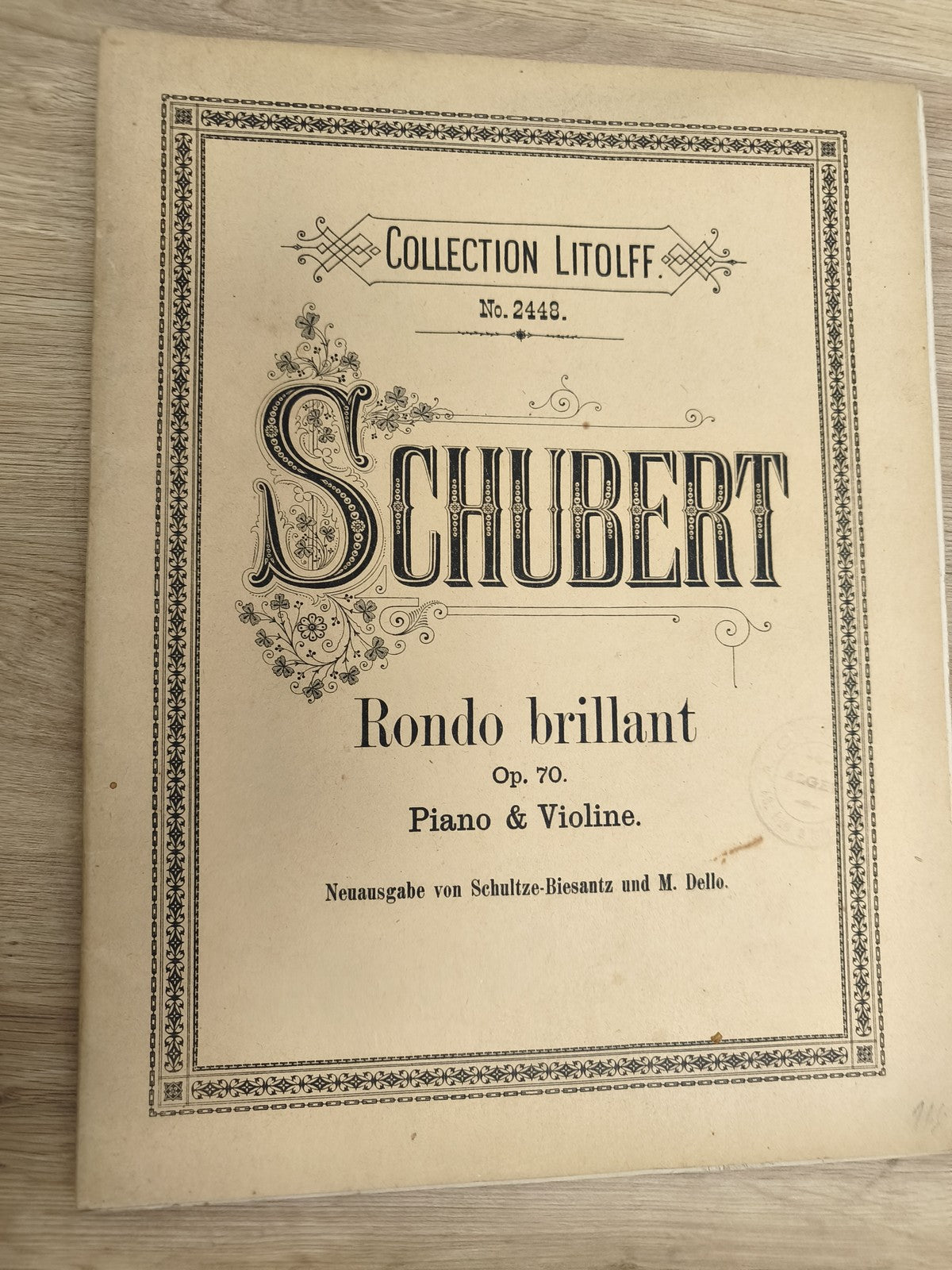 Ancien livre partitions Schubert violon piano Collection Litolff Rondo brillant
