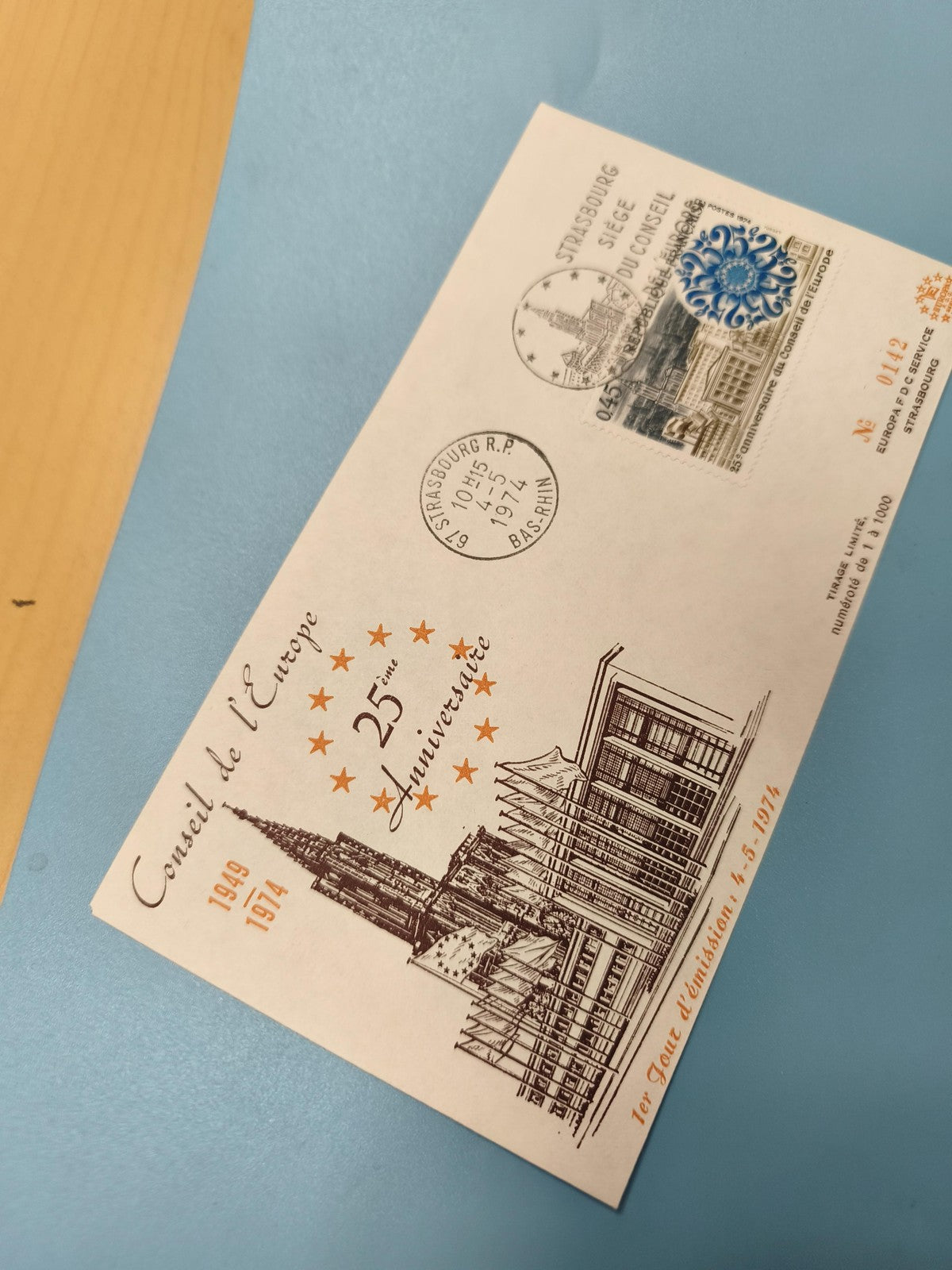Enveloppe FDC 1er Jour Conseil de l'Europe 25e Anniversaire Strasbourg 1974