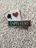 Pin's vintage TAPIS VERT jeu de cartes cœur pique émaillé ancien (Ref 7)