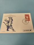 Carte postale philatélie La Poste illustration chat botté oblitérée 1997