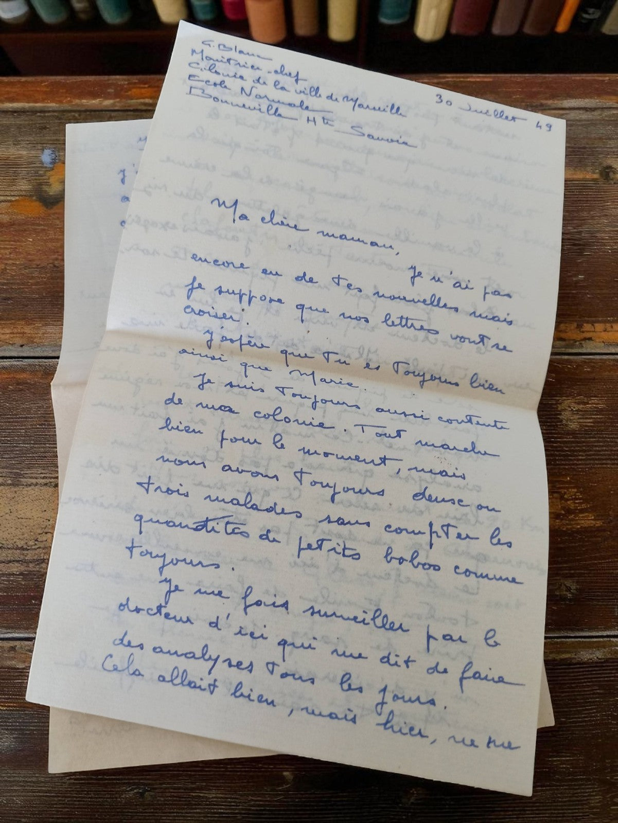 Lettre manuscrite ancienne 1949 écrite à sa mère vintage France
