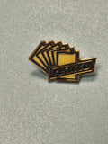 Vintage pin's Reacto jaune logo, badge ancien collection, forme cartes (Ref 13)