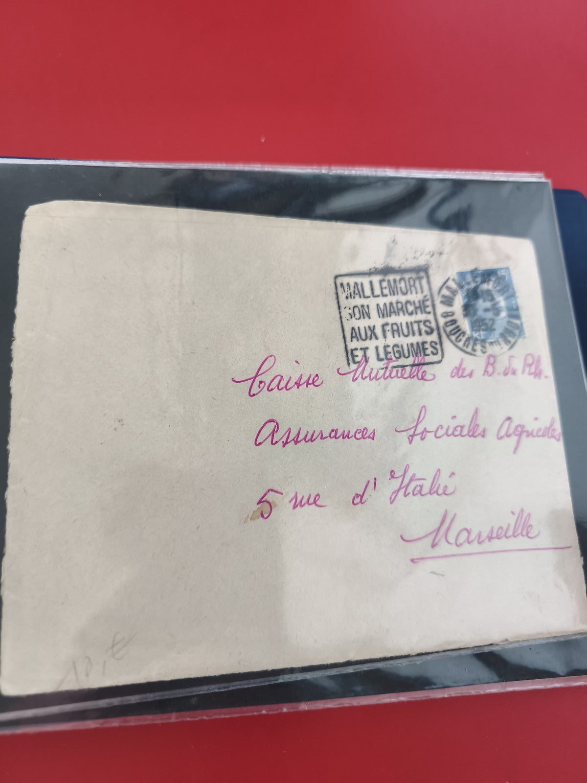 Ancienne enveloppe oblitérée collection philatélie cachet Mallemort Marseille
