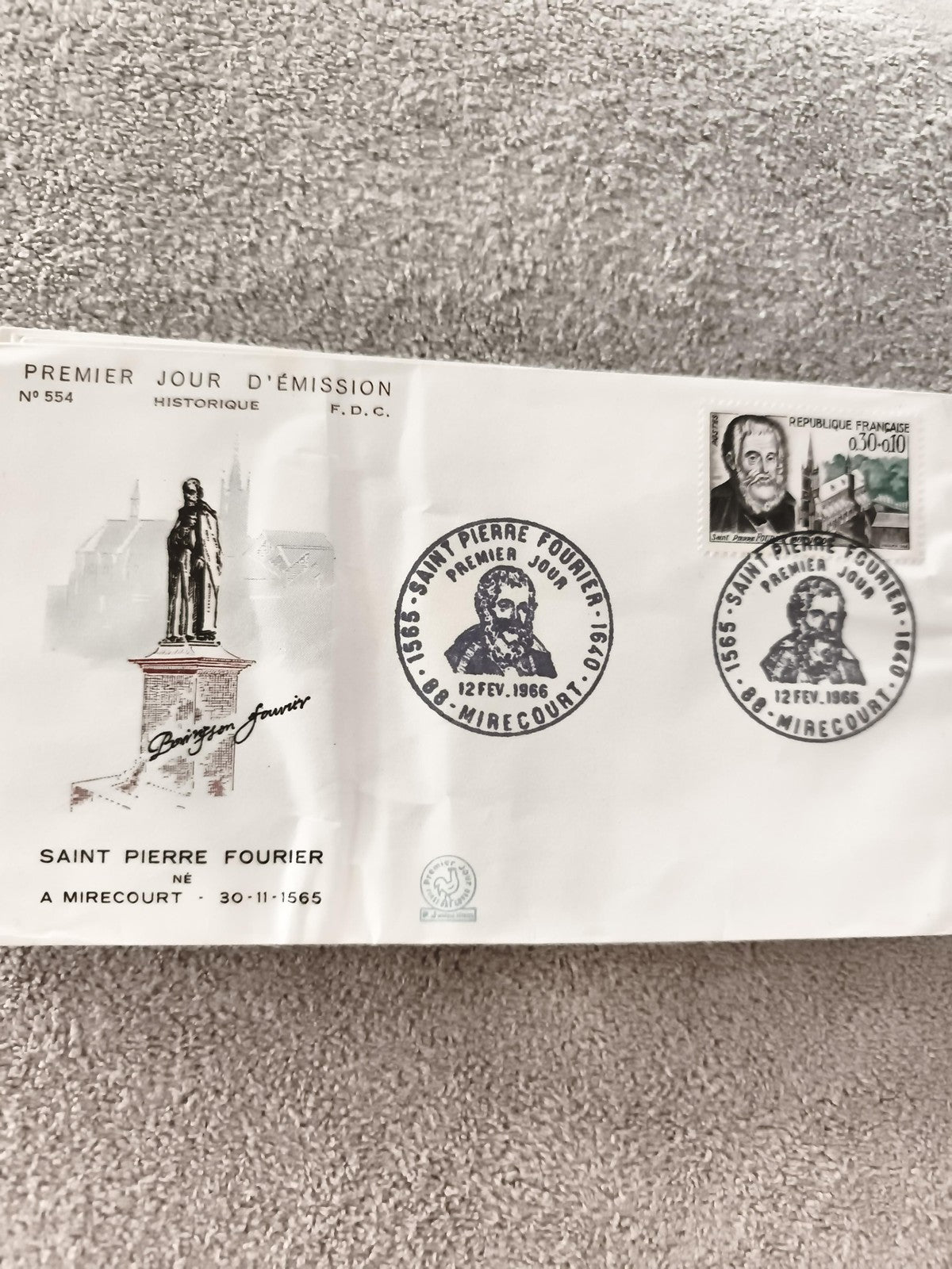 Lettre FDC Premier Jour 1966 Saint Pierre Fourier Mirecourt philatélie ancien
