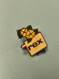 Pin's vintage rex fleurs jaunes, badge ancien collection années 80-90