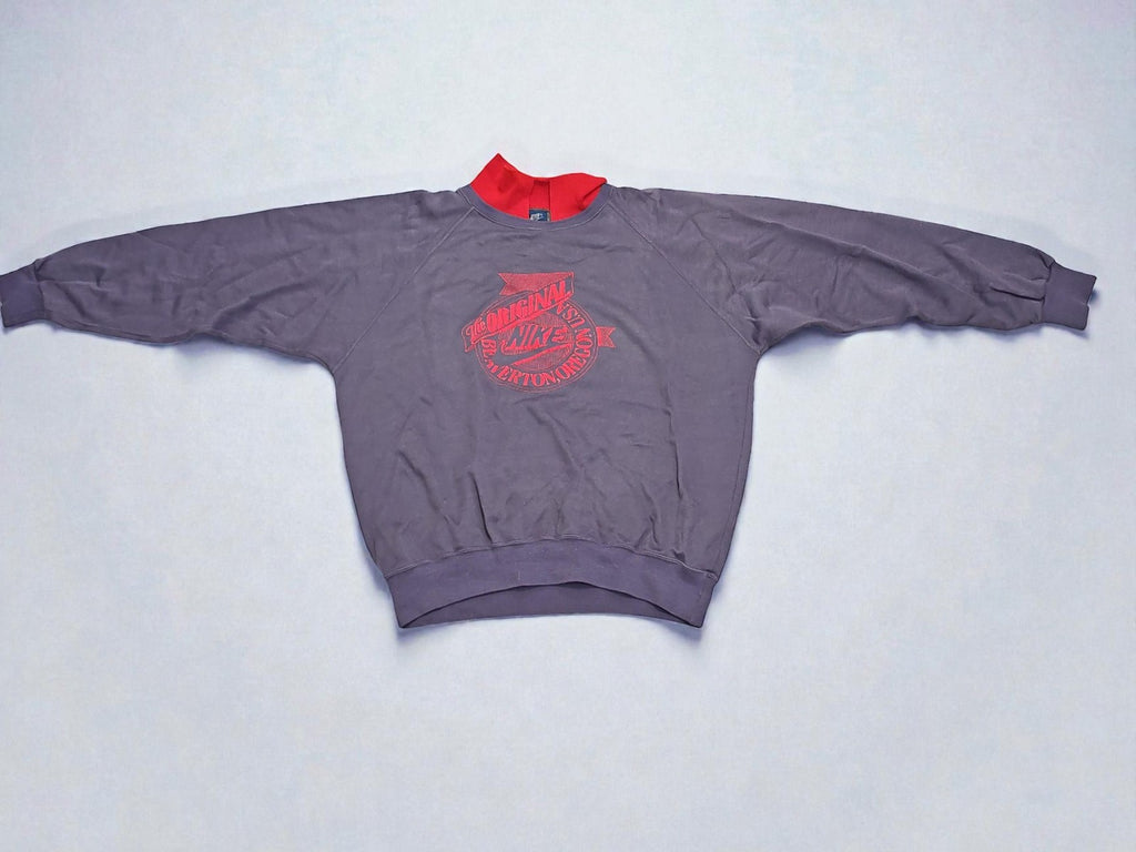 Vintage Nike sweatshirt col polo rétro logo large ancien pull 80's taille L