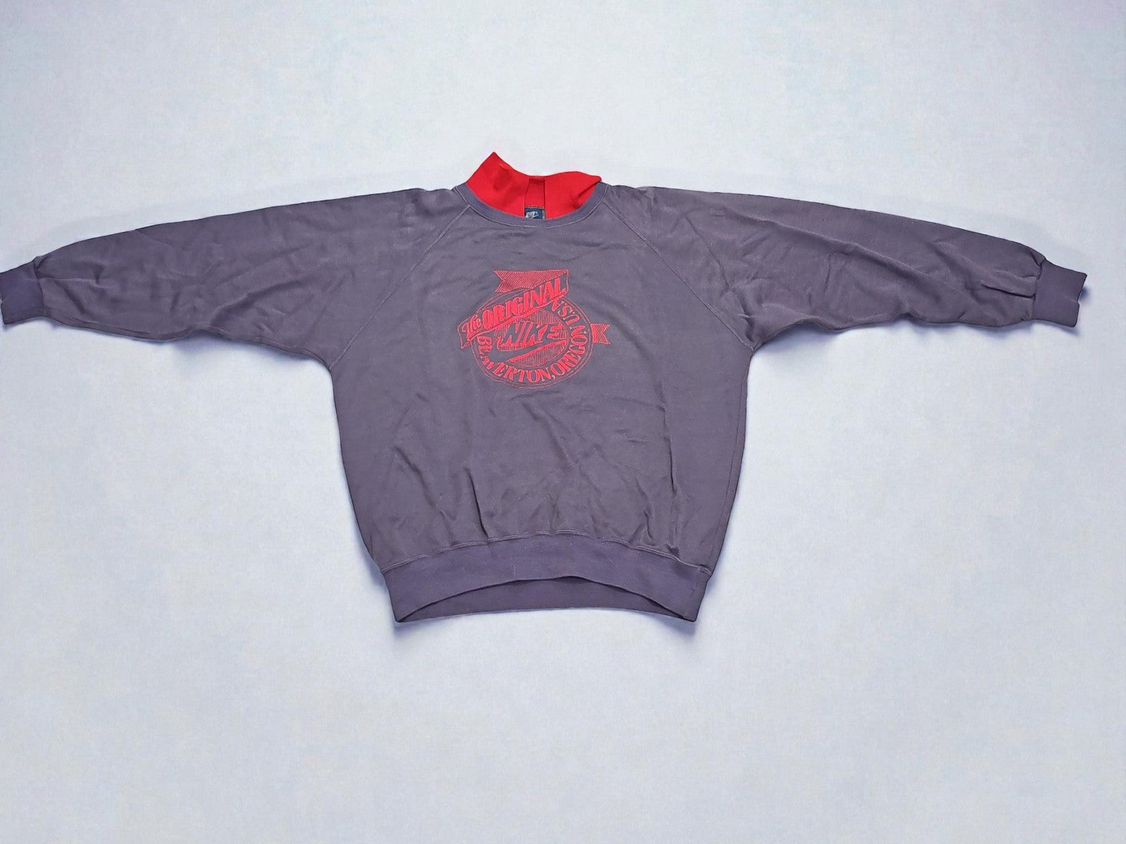 Vintage Nike sweatshirt col polo rétro logo large ancien pull 80's taille L
