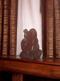 Statuette asiatique vintage en quartz rose, sculpture ancienne, déco zen