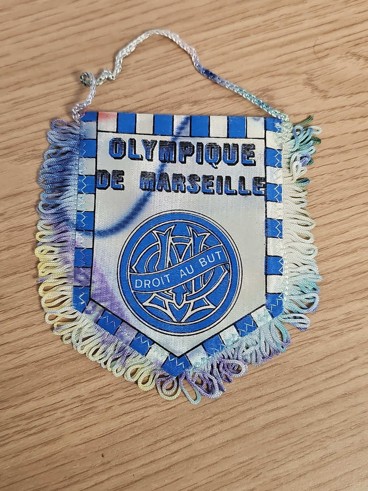 Fanion ancien Olympique de Marseille OM vintage bleu blanc rétro football