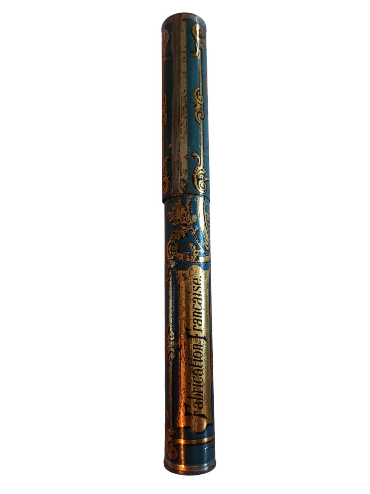 Broche acier poli de glace 1920 tube décoratif français, artisanat authentique