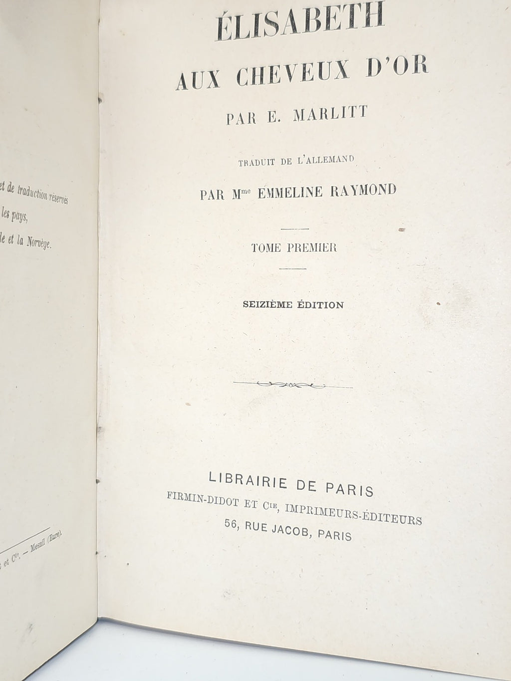 Livre ancien Elisabeth aux cheveux d'or vintage littérature jeunesse rétro colle