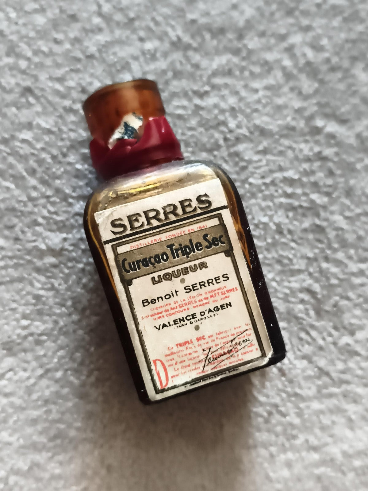 Mignonnette ancienne SERRES Curacao Triple Sec liqueur vintage bouteille apériti