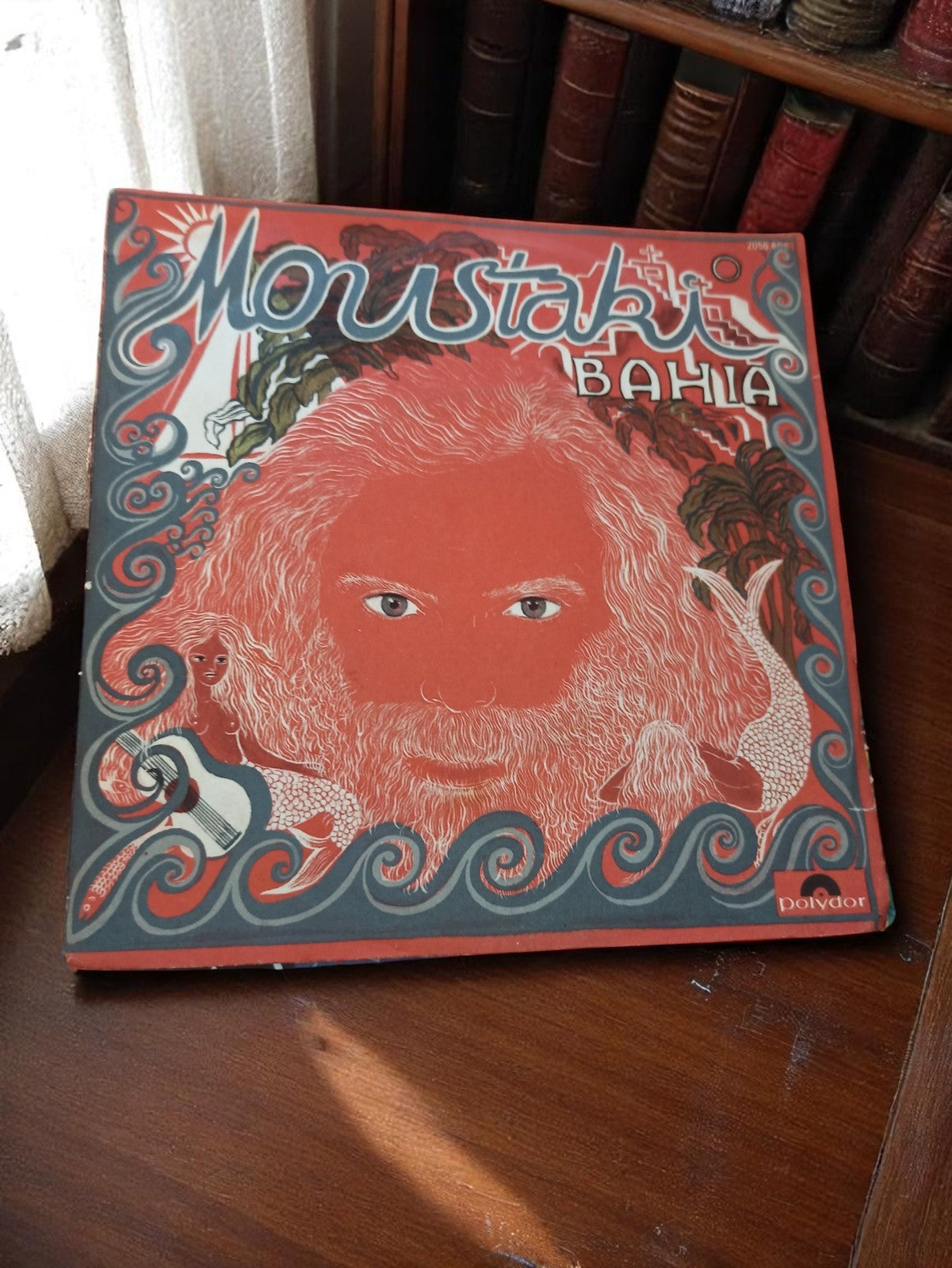 Vinyle 45T Moustaki Bahia vintage Polydor pochette illustrée chanson française