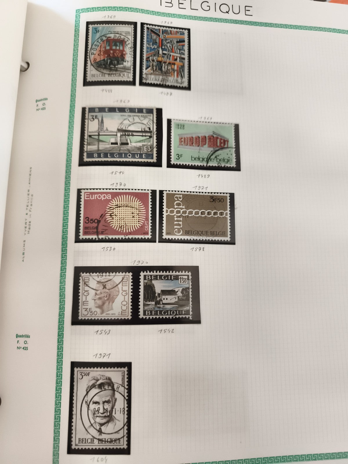 Timbres Belgique oblitérés années 1960-1990 philatélie lot x9 Europa