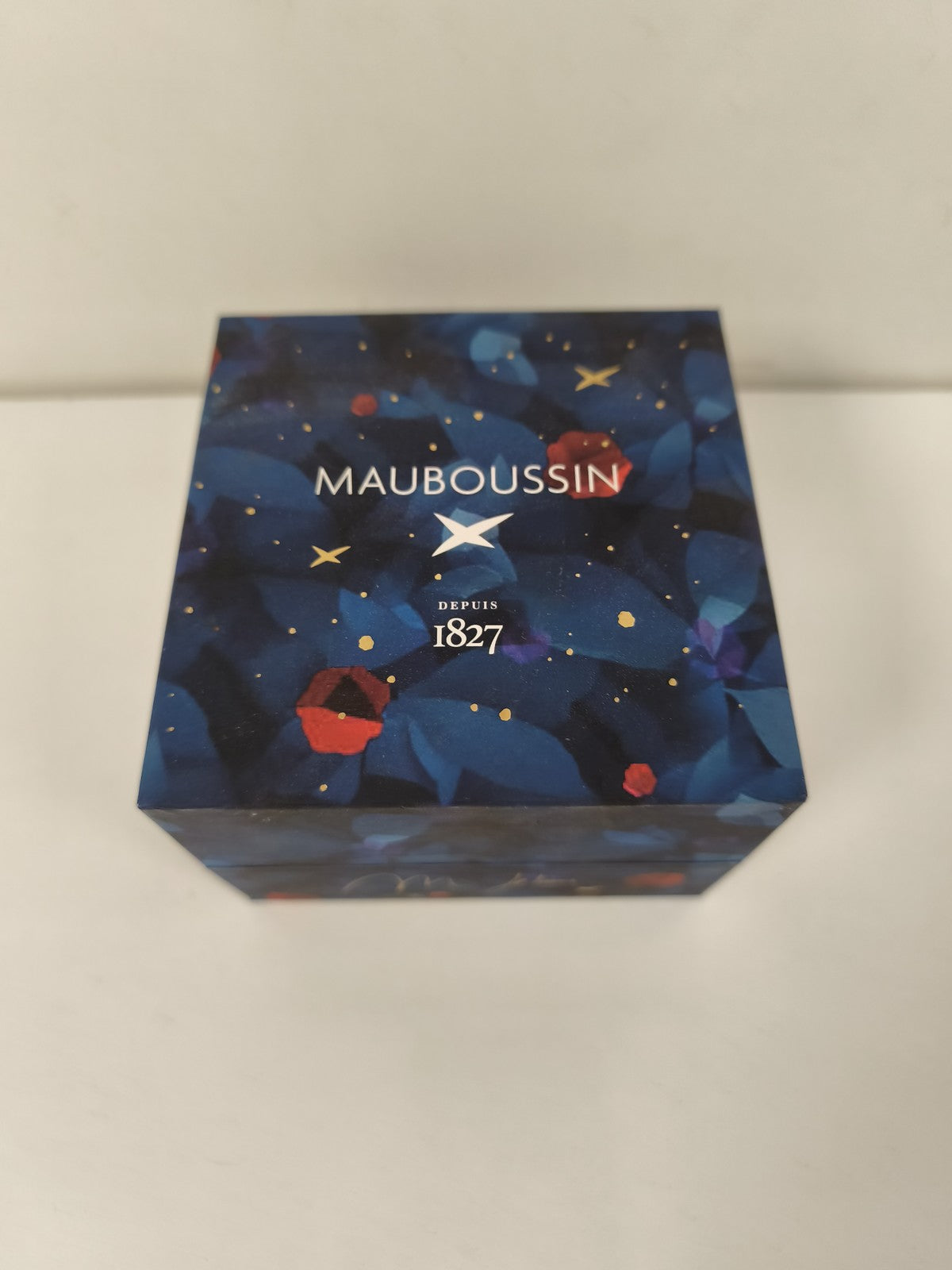 Boîte vide Mauboussin bleu motif étoilé pour bijou ou montre
