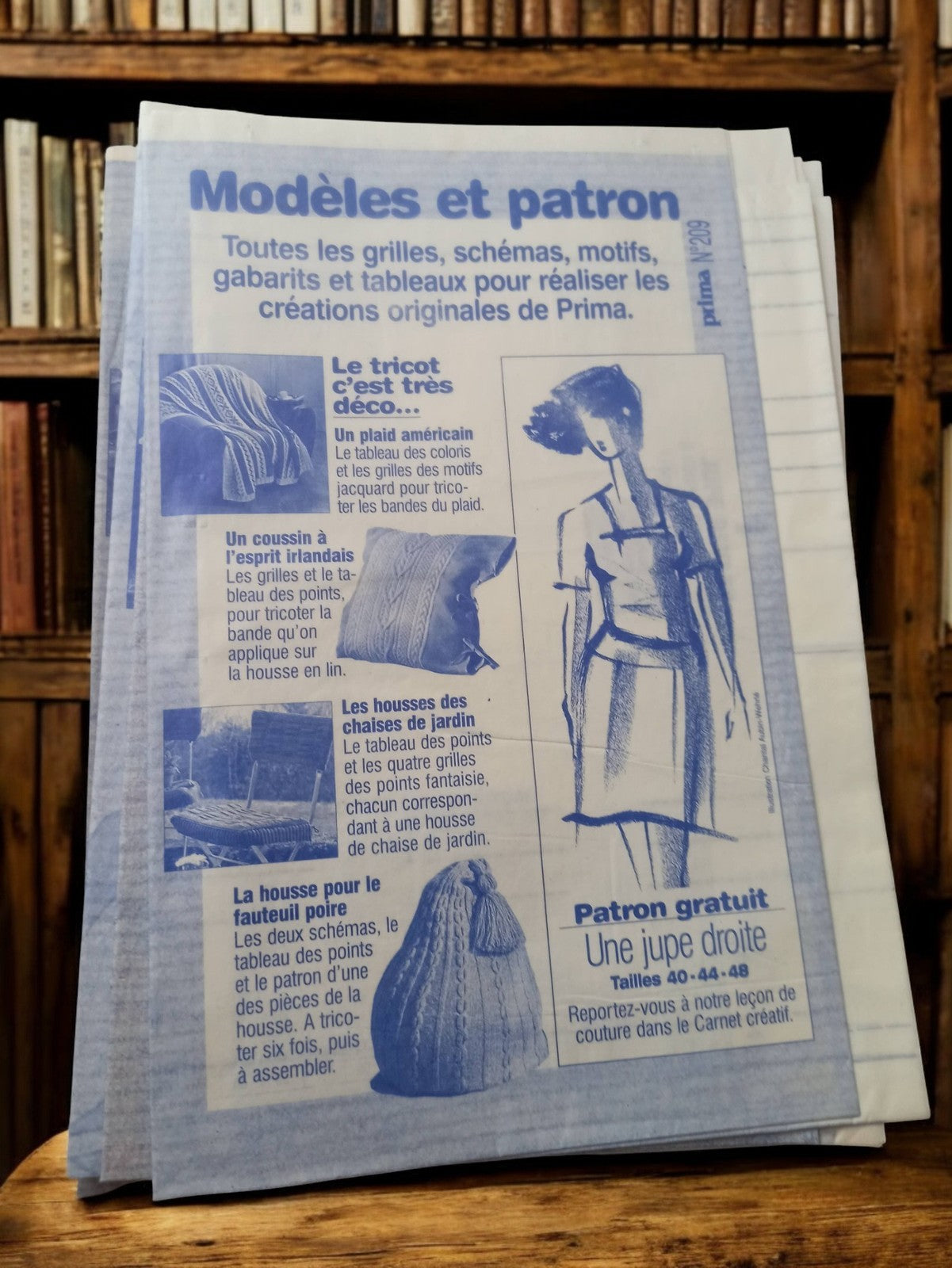 Patron couture vintage Prima jupe droite, modèles tricot rétro, ancien motif