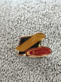 Pin's vintage Barilla logo pâte, émaillé, années 90, badge publicitaire rétro