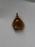 Médaille pendentif hexagonal doré tête profil cheval équitation
