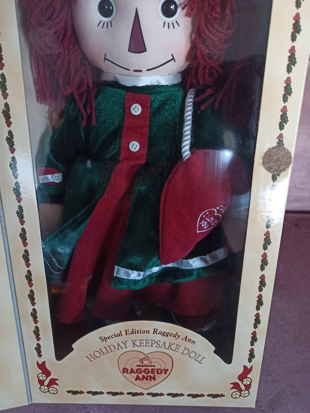 Poupée Raggedy Ann Applause Holiday Keepsake avec certificat édition spéciale